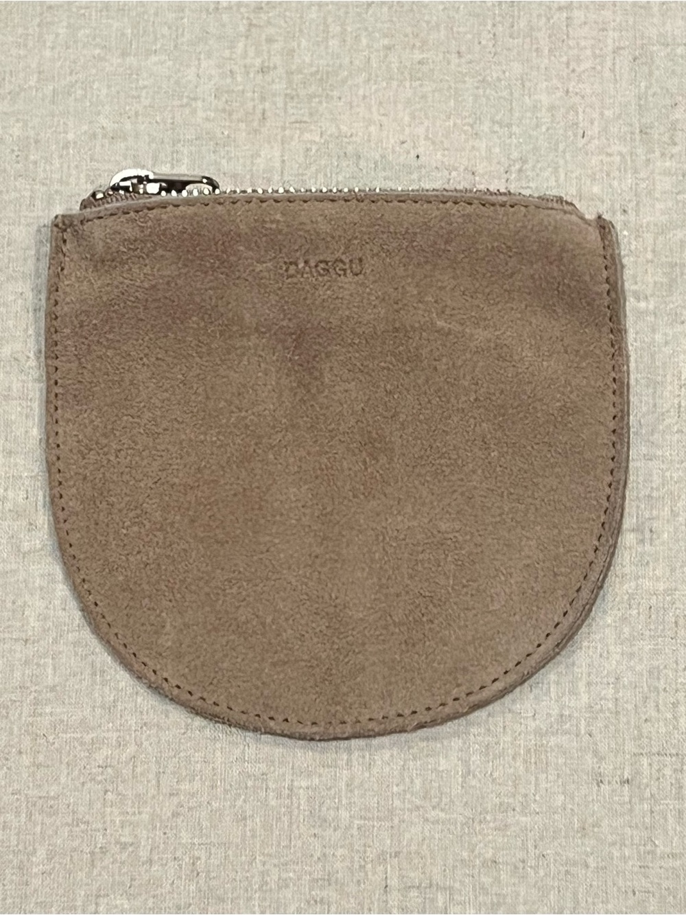 BAGGU Suede Zipper U Pouch in Dune 5” x 5”